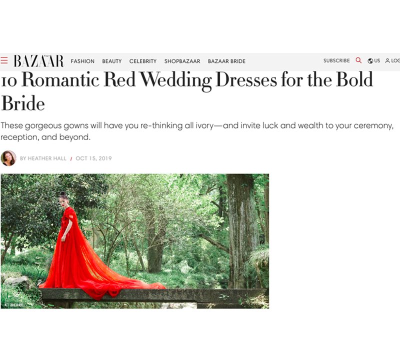 Mới đây, Harper’s Bazaar Mỹ đã đăng tải bài viết bình chọn top 10 mẫu váy cưới màu đỏ đẹp nhất. Đây được xem là sắc màu có sức hút đối với cả cô dâu châu Á và phương Tây vì tượng trưng cho sự may mắn, tình yêu và khả năng sinh sản.
